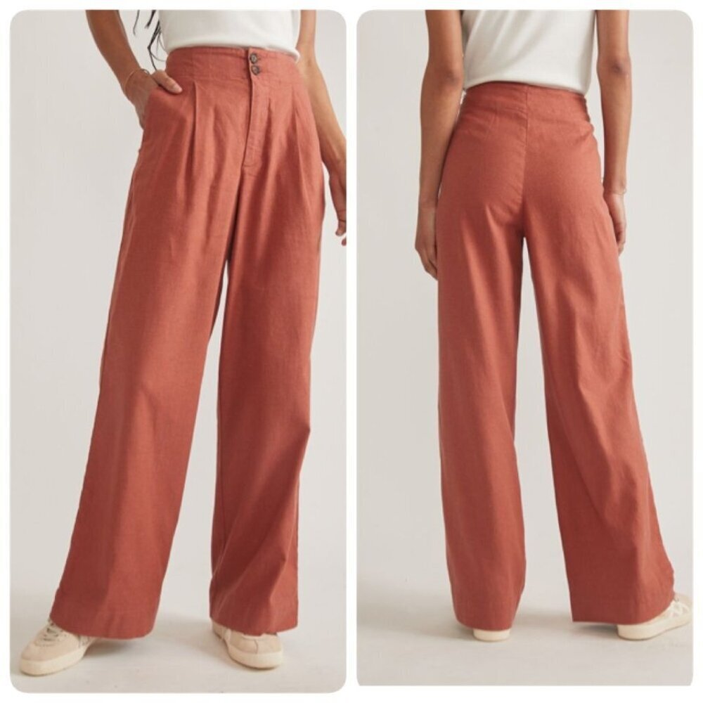 NWTags Marine Layer Hemp High Waisted Trouser Wide Leg Size 8 in Terra Cotta